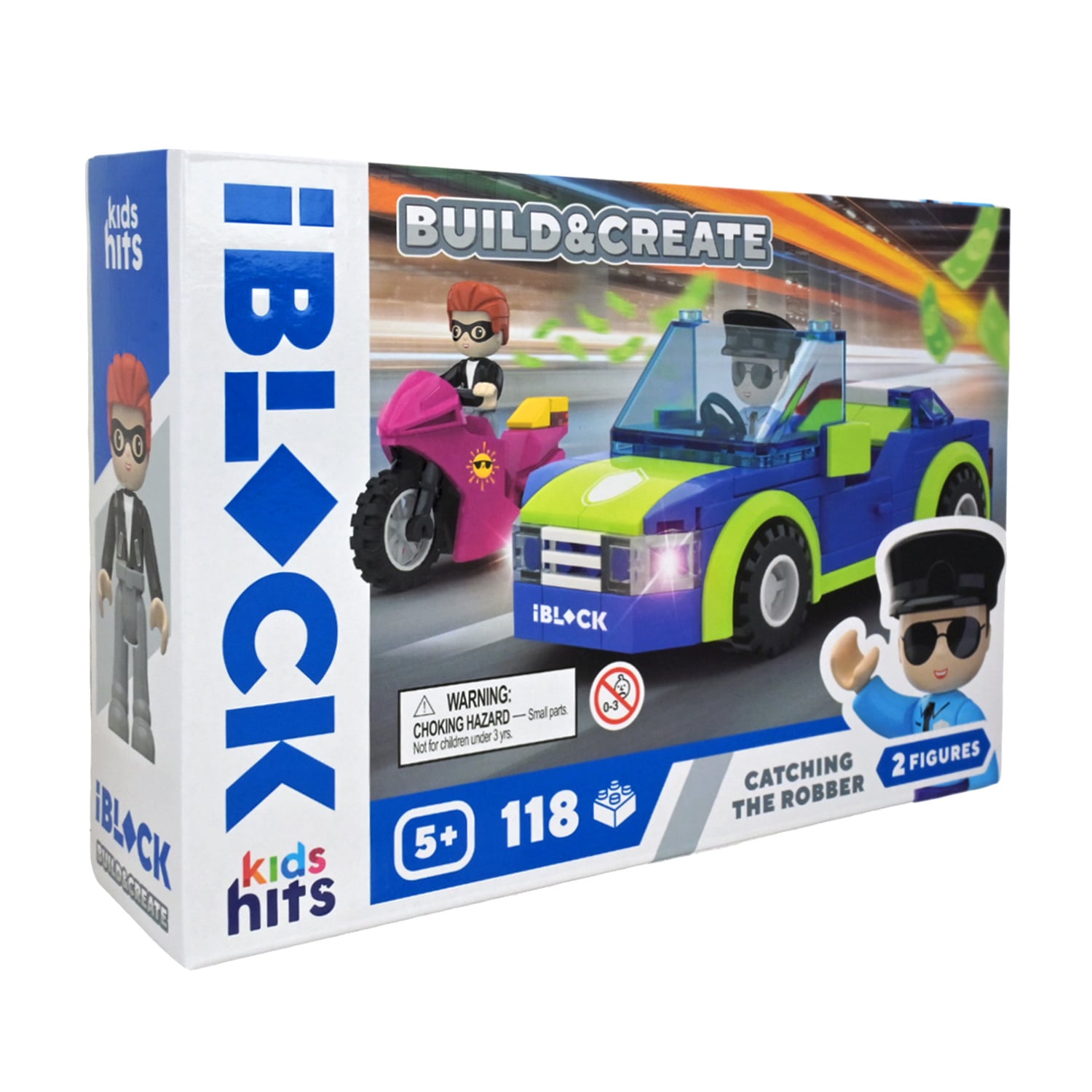 Дитячий конструктор iBlock Junior Build &amp; Create Catching The Robber, 118 елементів, 2 фігурки, від 5 років, 24*16*6 см (KH41/003/2)